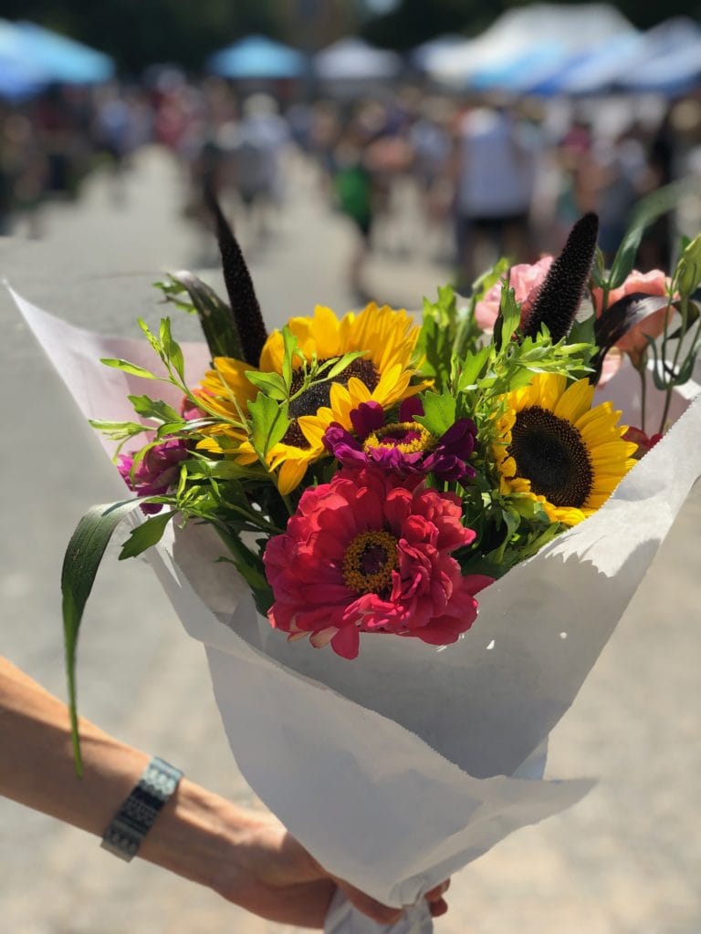 flowers from the Farmer's market; flowers for goodness sake