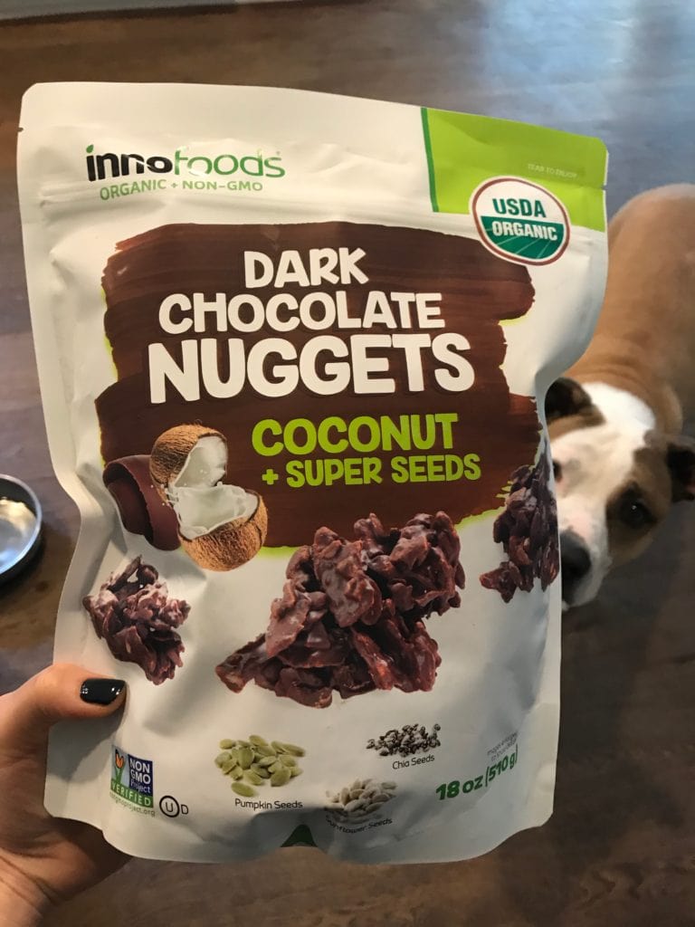 dark chocolate nuggets and coconut super seeds
