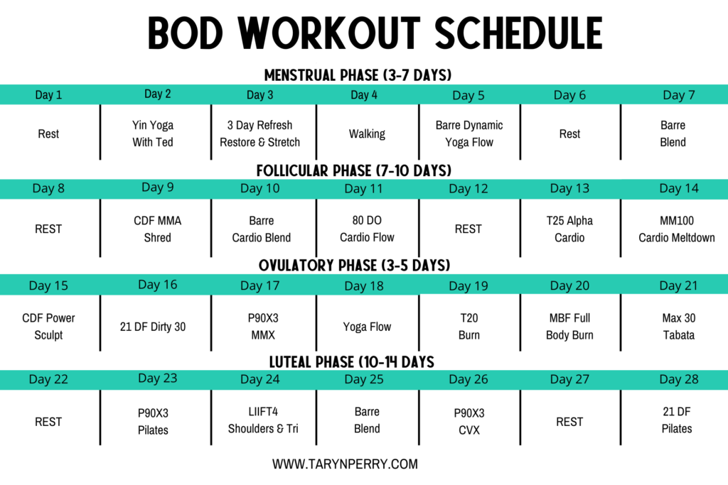 Go With Your Flow BOD Workout Calendar