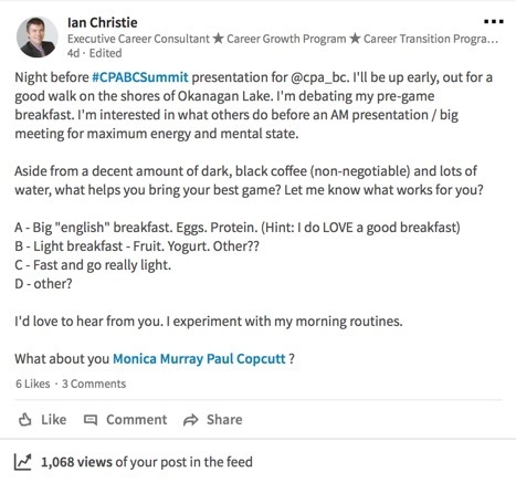 LinkedIn post example