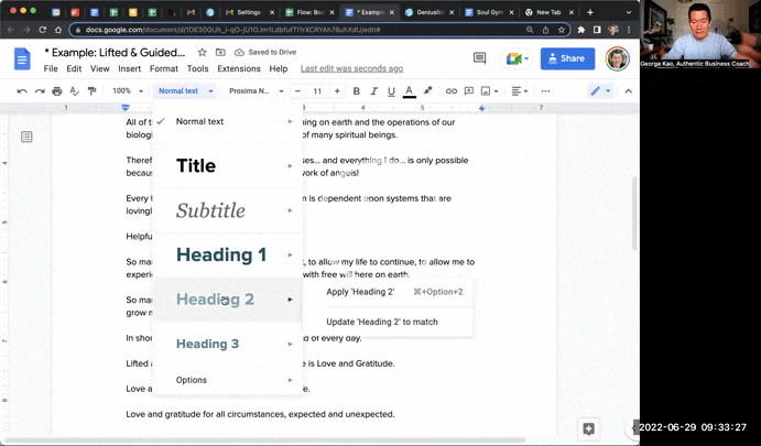 3a formatting headers and subheaders in google doc