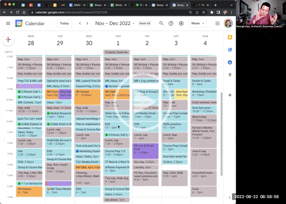 Calendaring -- notice your energy throughout the day and schedule mindfully