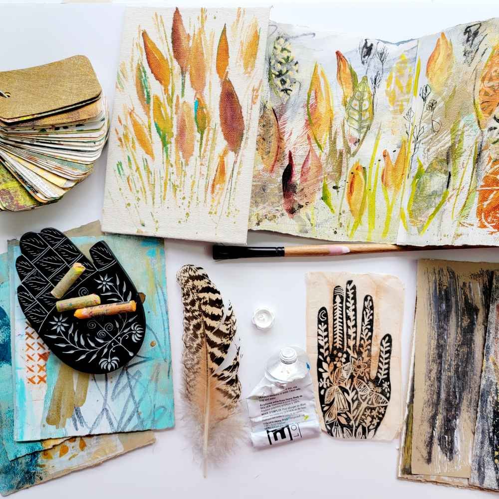 mini journal, journal, leaf, paint, colors