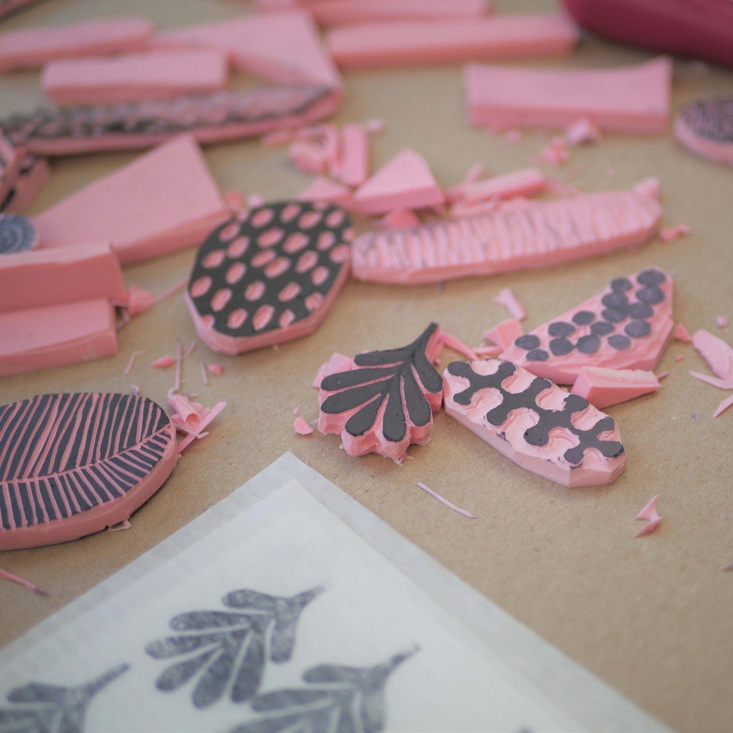 foam stamps leaves diy