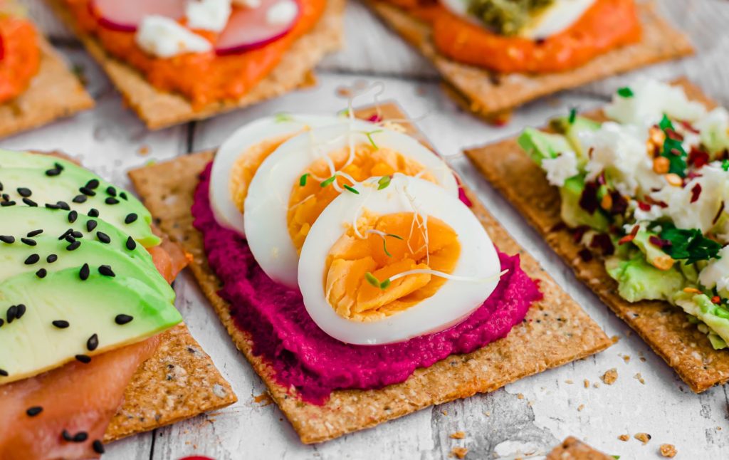 Beetroot Hummus Roasted Capsicum Feta Dip With Sourdough Crisp Bread