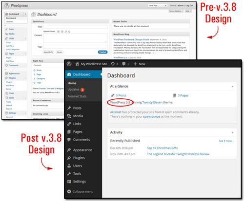 WordPress Dashboard design changes