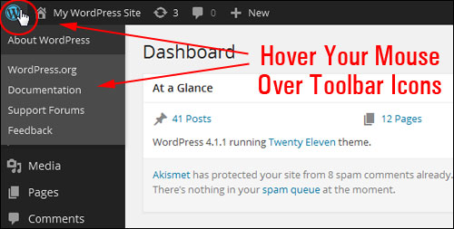 Hover your mouse over Toolbar icons.