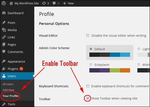 User Profile screen - Enable Toolbar