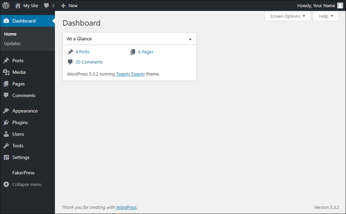 WordPress lets you display only essential information panels on your dashboard.