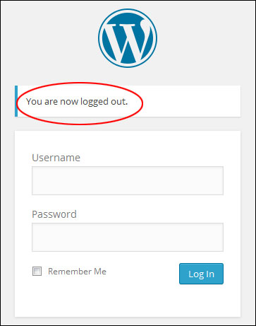 WordPress logged out message.