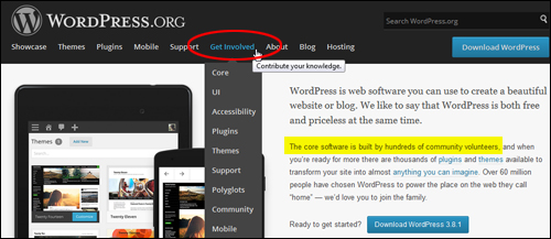WordPress is built and maintained by an open community of contributors