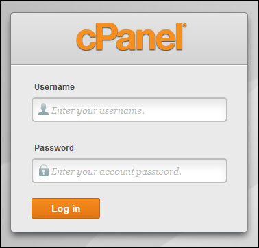 cPanel login box.