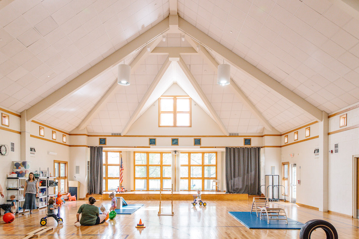 yoga studio attached to our forest log house