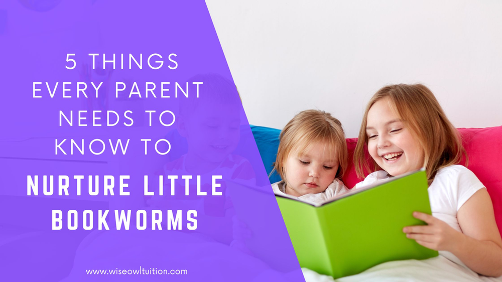 a picture of two young girls reading next to a title that says - 5 things every parent needs to know to nuture little bookworms. 