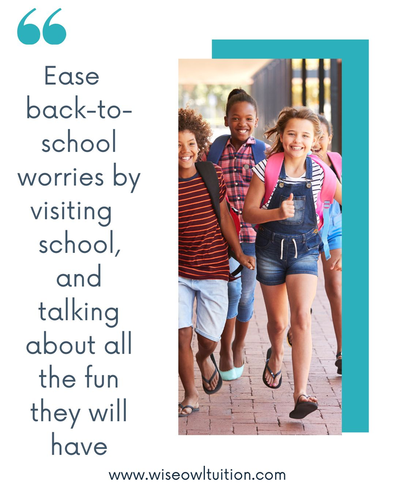easy back to school worries by visiting the school and talking about how much fun they will have