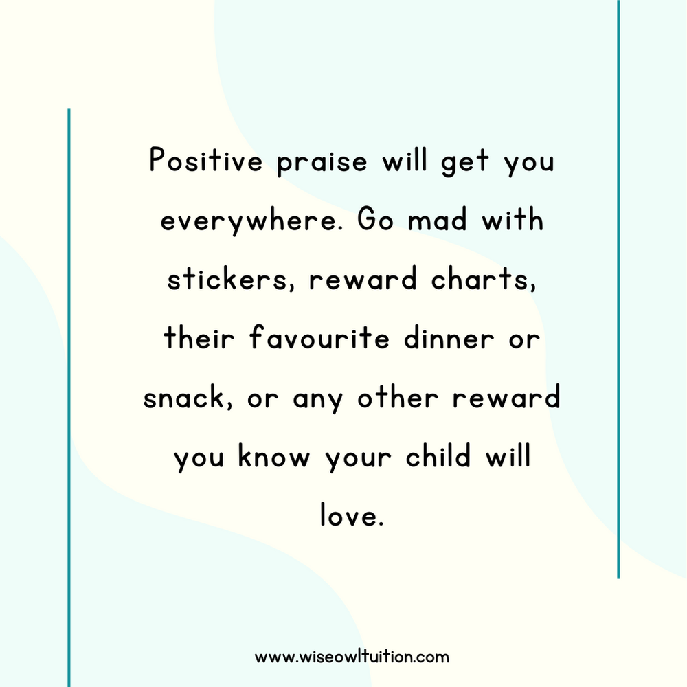 a quote which says positive praise will get you everywhere. Go mad with stickers, rewards charts 