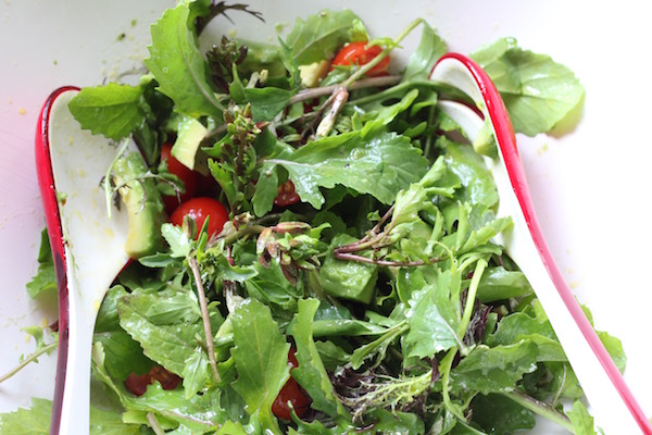 Home grown rocket has an intense flavour at this time of year - delicious with avocado and tomato (not home grown!). 
