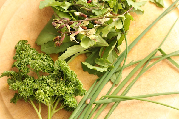 Parsley chives and rocket, used to transform leftover rice... 