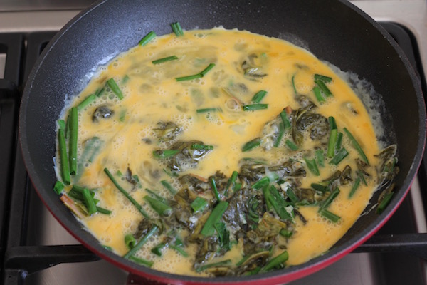 Chive and sorrel omelette.
