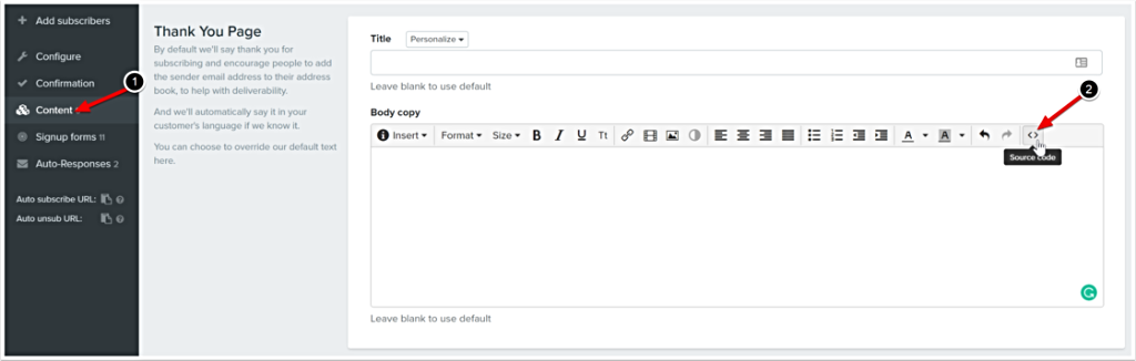Custom tracking HTML code for Thank You Page