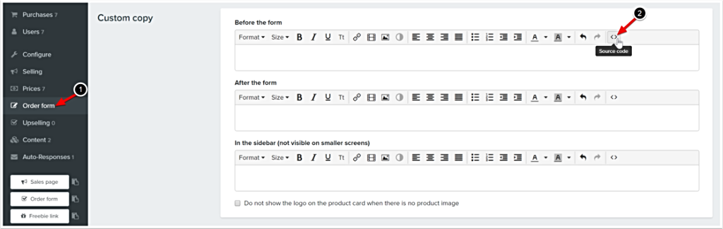 Custom tracking HTML code for Custom Copy