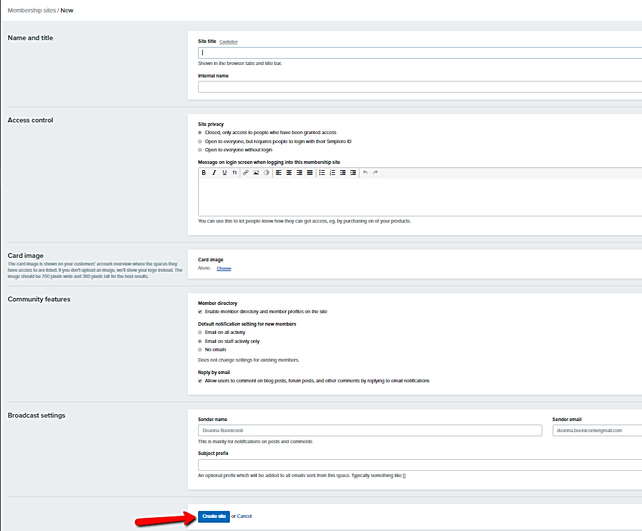 New_Membership_site_setting_screen