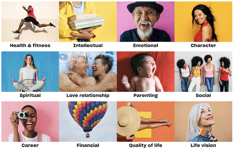 wheel of life for those who need to find balance with remote work in a camper van life.