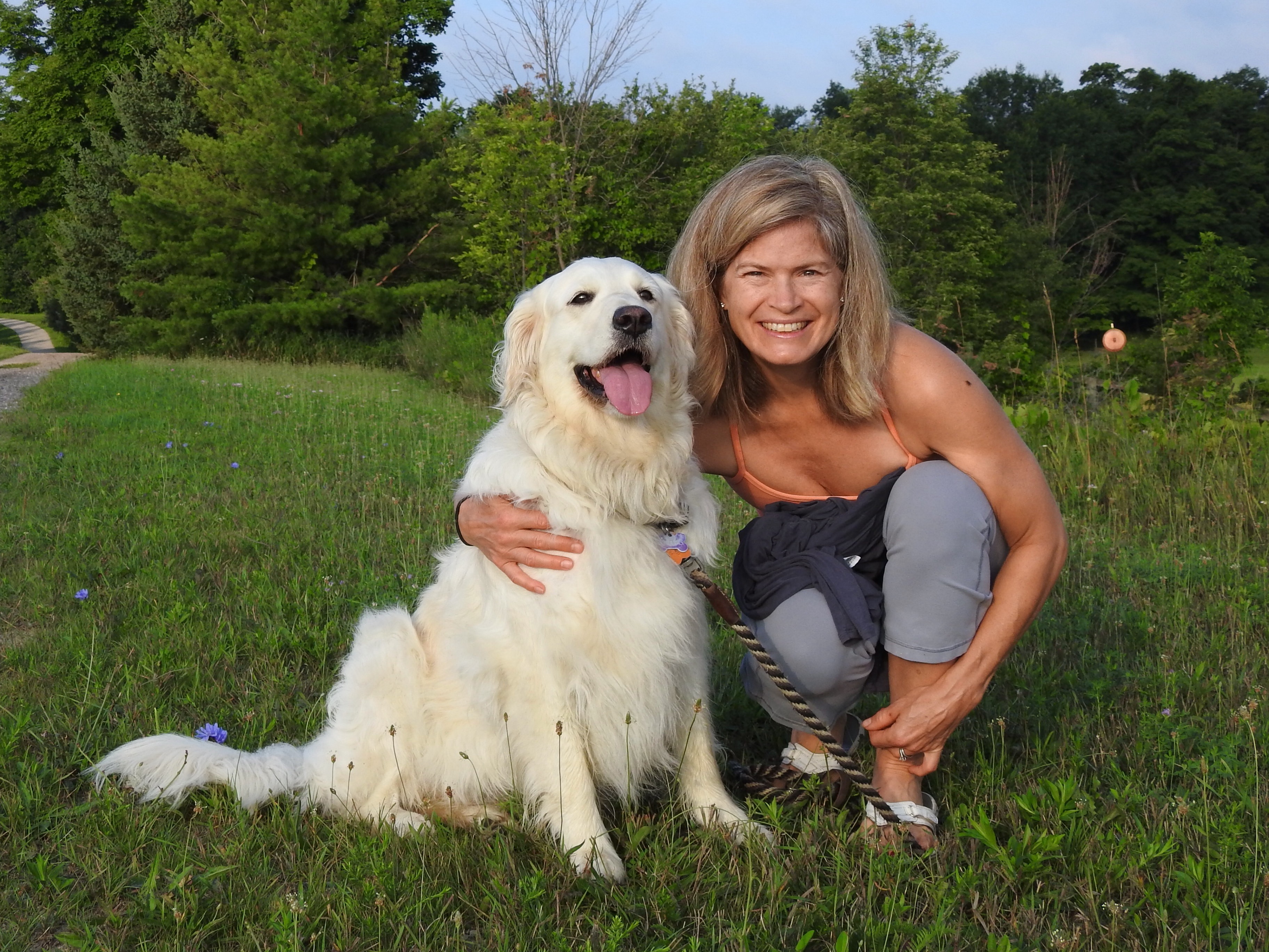 Dr. Brown and her golden retriever